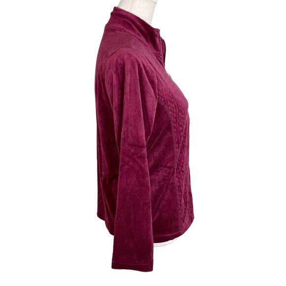 Vintage Pappagallo Jacket Velour Garnet S Pockets Zip Up New - Picture 11 of 12